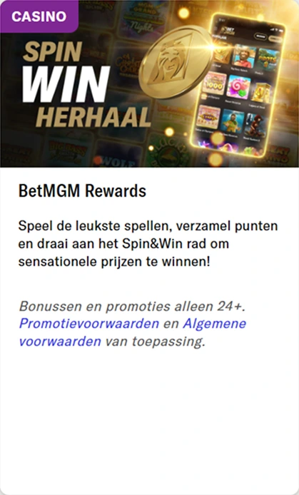 BetMGM Rewards — BetMGM Rewards programma met Spin & Win rad en puntenverzameling