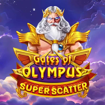 Gates of Olympus Super Scatter — Slot Gates of Olympus met Zeus en gouden tempel op achtergrond