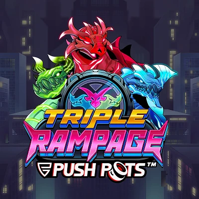 Triple Rampage slot — Gokkast Triple Rampage met drie kleurrijke monsters en Push Pots logo